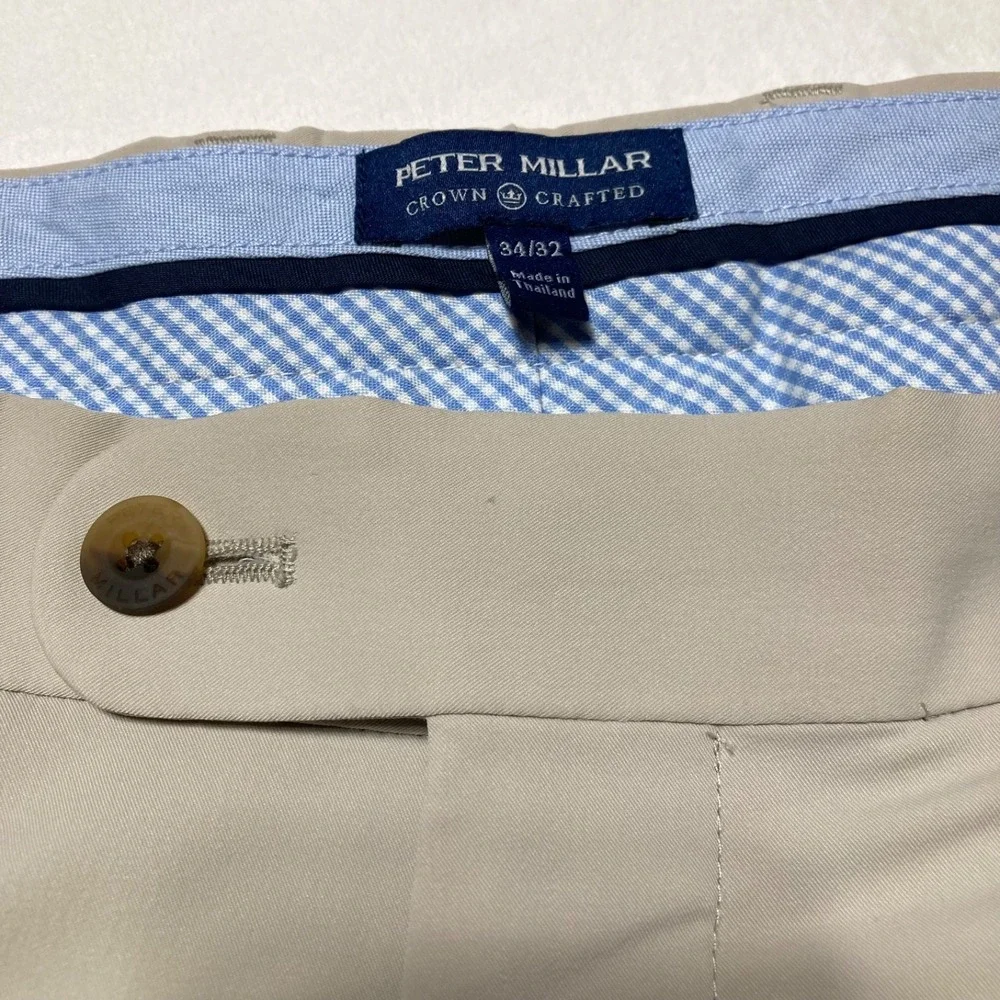 Peter Millar Crown‎ Crafted Nylon Pants Men's Size 34x32 (29) Beige Golf Stretch